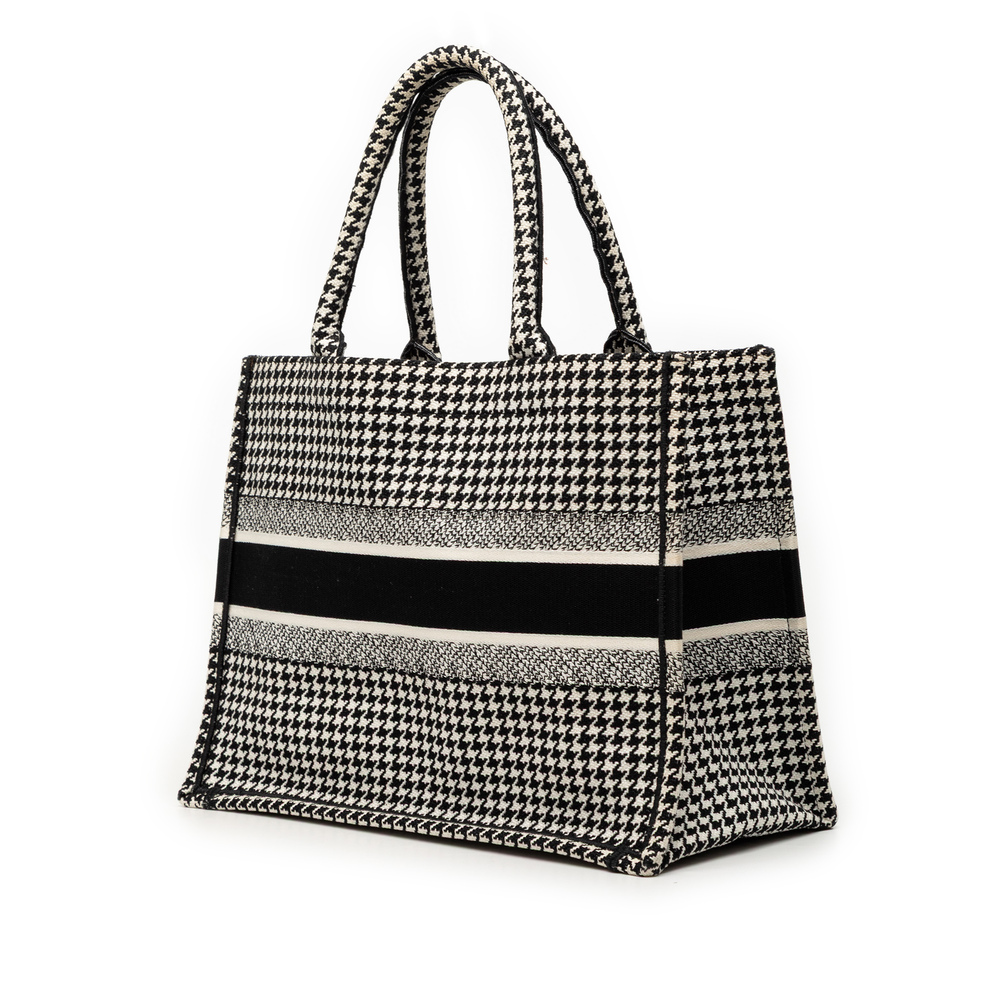 Pre-Loved Dior Medium Canvas Houndstooth Embroidered Book Tote - Picture 2 of 8